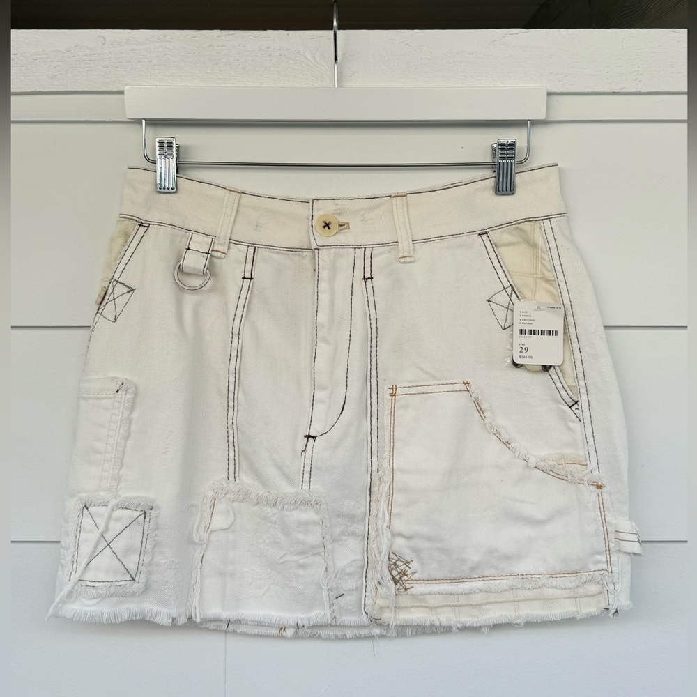 NWT Free People White Cargo Skirt